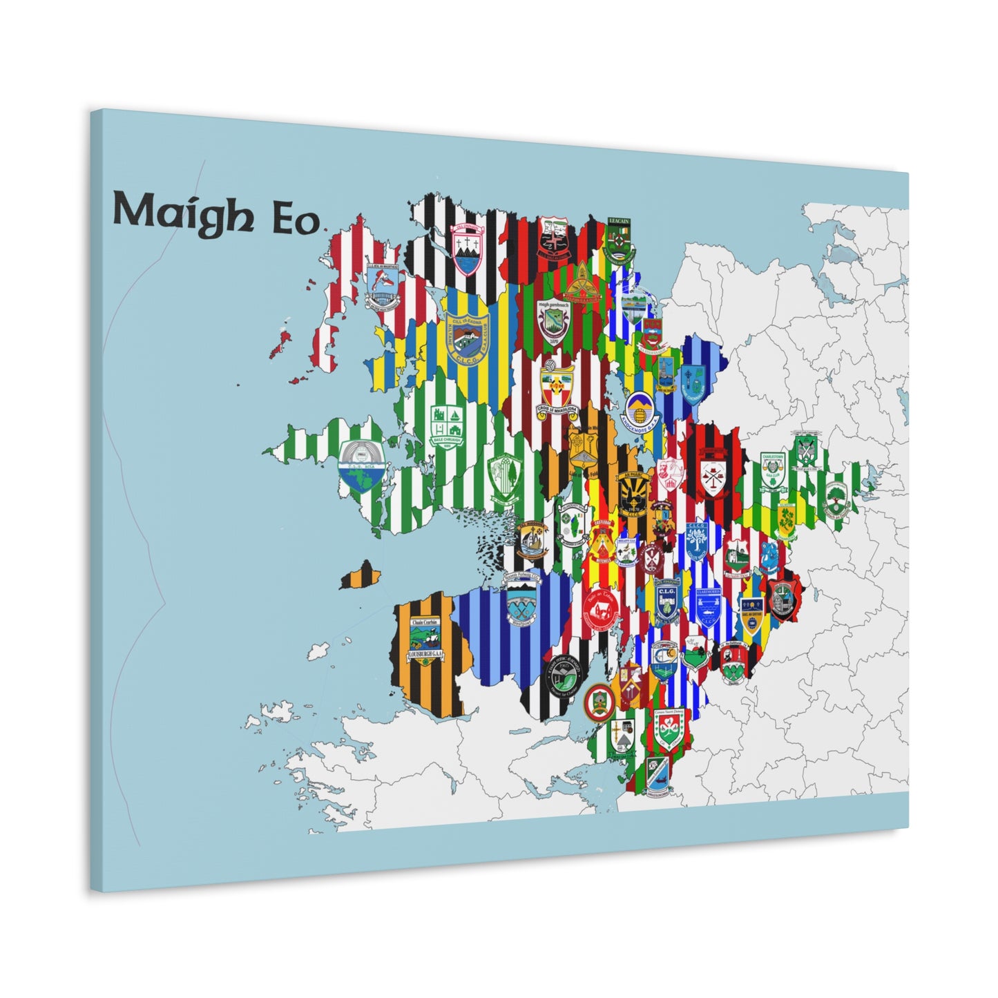 Mayo GAA Club Map Canvas ❤️💚